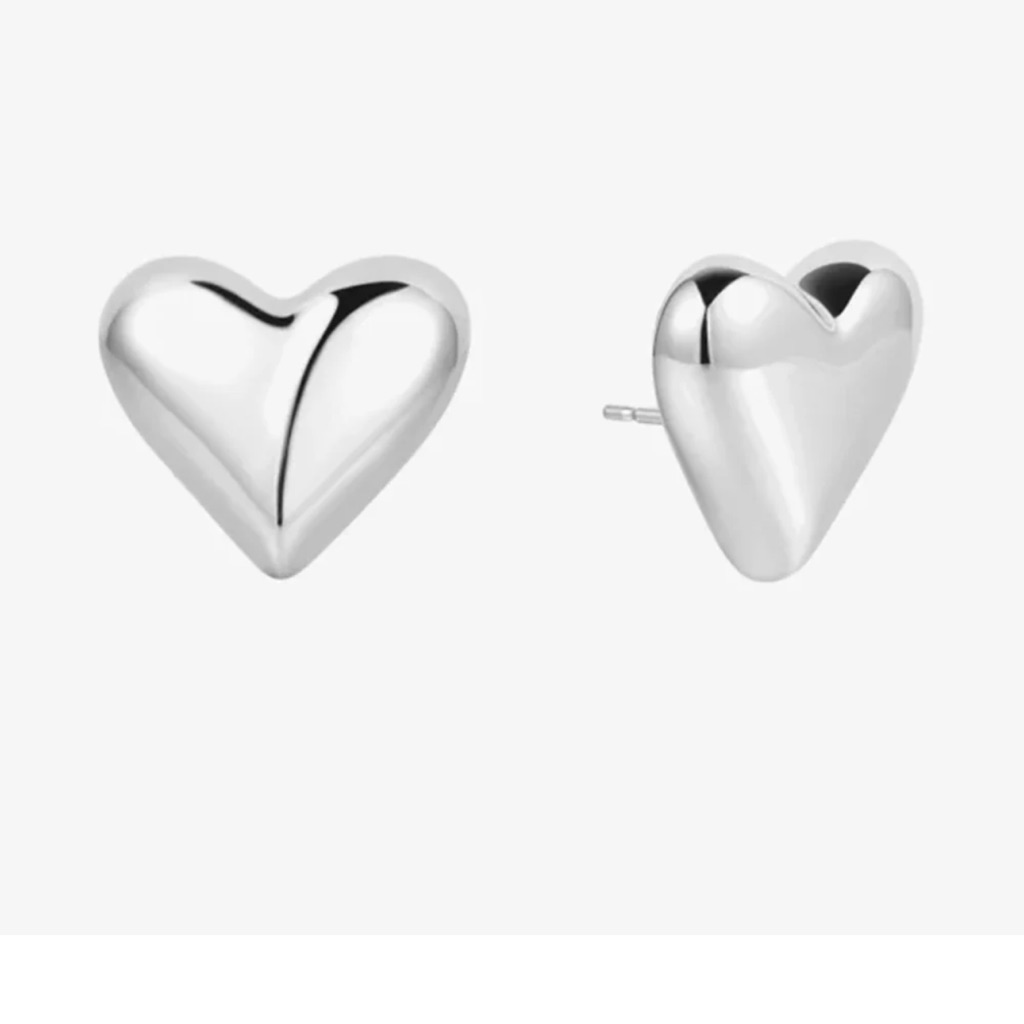 Rumored Sterling Silver Plated Piece Of My Heart Stud Earrings Nwt